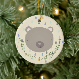Anpassade Namn Cute Björn jul Julgransprydnad Keramik