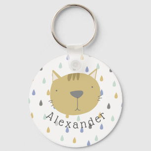 Anpassade Namn Cute Cat Nyckelring