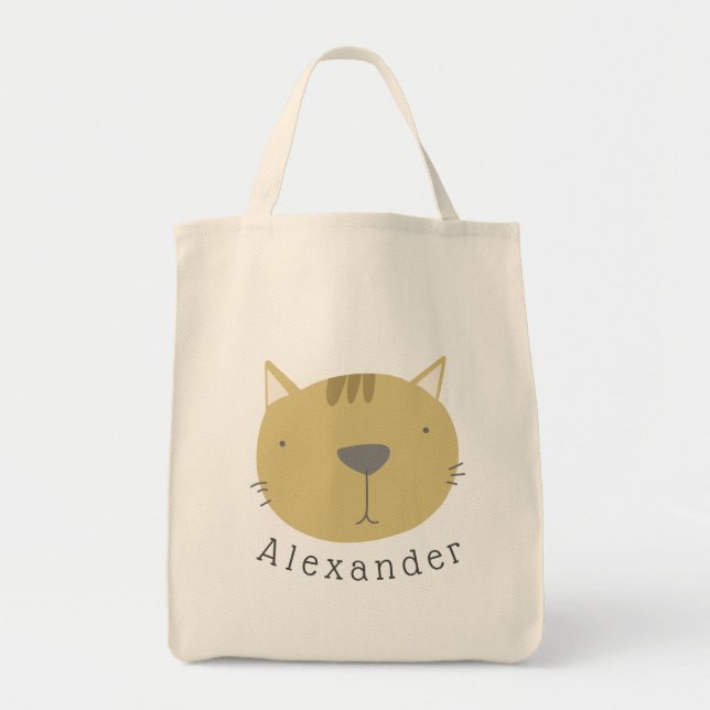 Anpassade Namn Cute Cat Tygkasse (Framsidan)