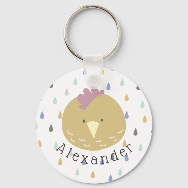 Anpassade Namn Cute Chick Nyckelring (Framsida)