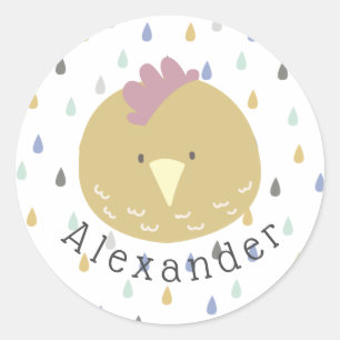 Anpassade Namn Cute Chick Runt Klistermärke