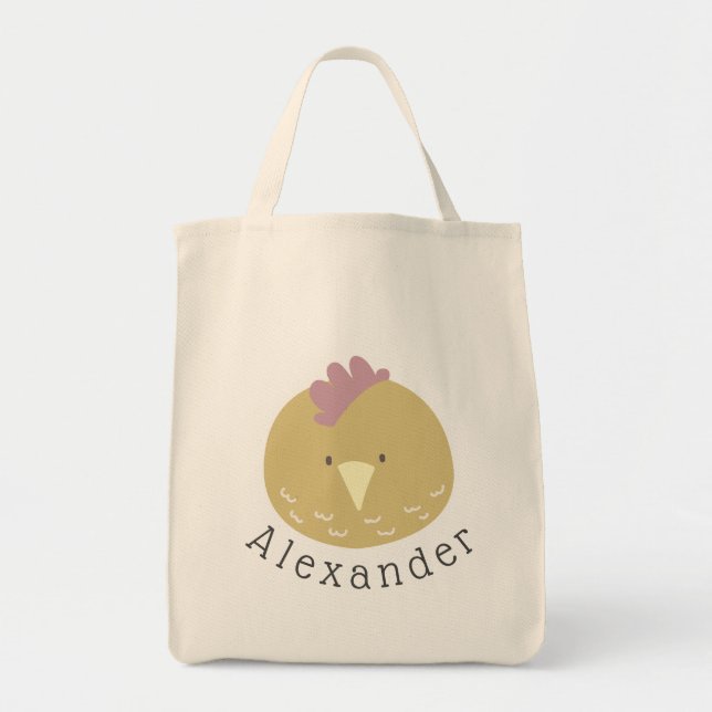 Anpassade Namn Cute Chick Toit Bag Tygkasse (Framsidan)