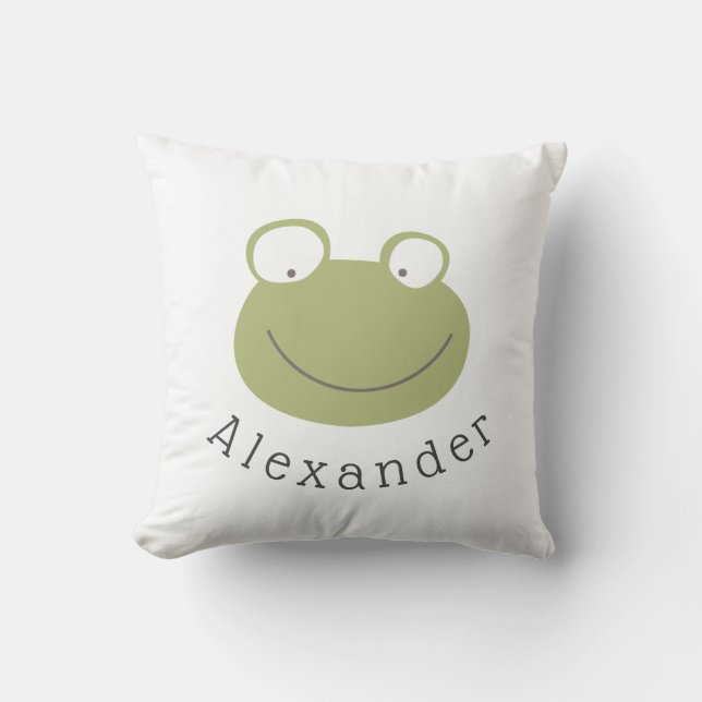 Anpassade Namn Cute Frog Kudde (Framsida)