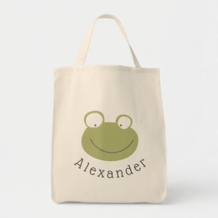 Anpassade Namn Cute Frog Tote Bag Tygkasse