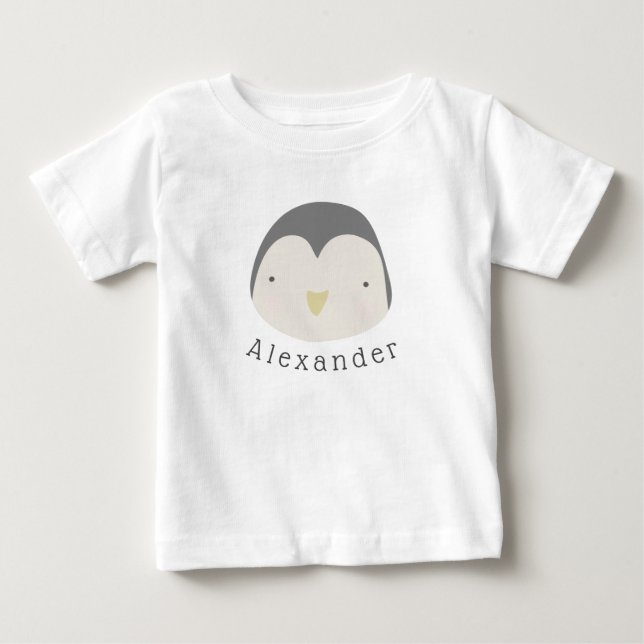 Anpassade Namn Cute Penguin Baby T-Shirt (Framsida)
