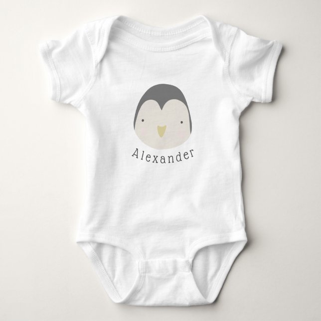 Anpassade Namn Cute Penguin Baby T Shirt (Framsida)