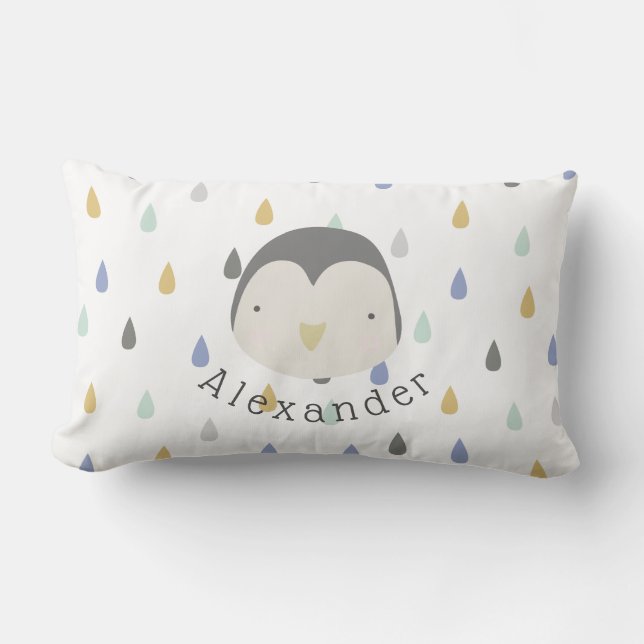 Anpassade Namn Cute Penguin Lumbarkudde (Framsida)