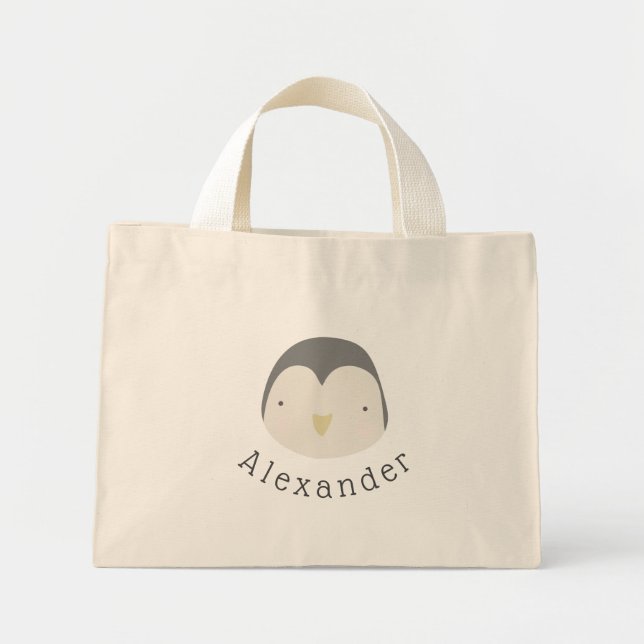 Anpassade Namn Cute Penguin Mini Tygkasse (Framsidan)