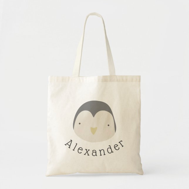 Anpassade Namn Cute Penguin Tygkasse (Framsidan)