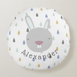 Anpassade Namn Cute Rabbit Rund Kudde
