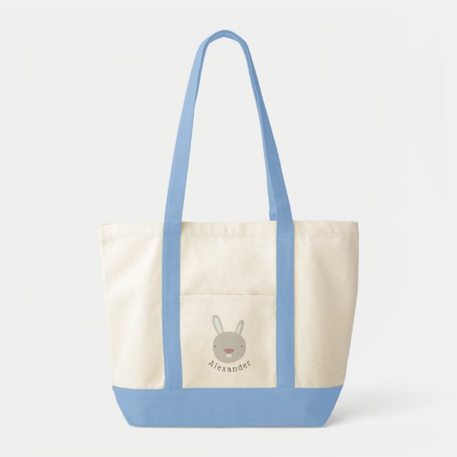 Anpassade Namn Cute Rabbit Tote Bag Tygkasse (Framsidan)