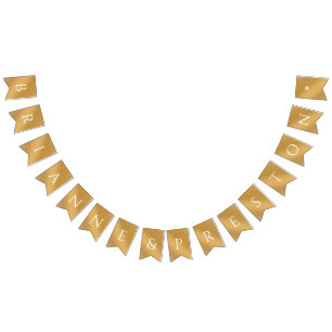 Anpassade namn Elegant Modern Guldgradient Bröllop Vimplar