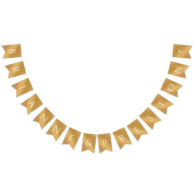 Anpassade namn Elegant Modern Guldgradient Bröllop Vimplar (Alla)