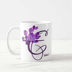 Anpassade namn Emily söt lila blommigt boho Kaffemugg