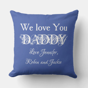 Anpassade namn Far pappa Dada Modern Simple Blue Kudde