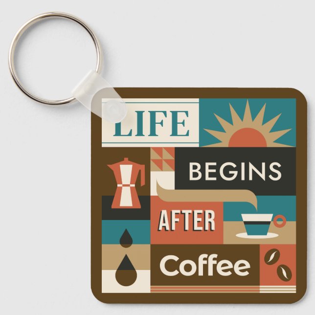 Anpassade namn - färgade offerter för kaffe nyckelring (Framsida)
