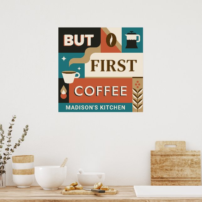 Anpassade namn - färgade offerter för kaffe poster (Kök)