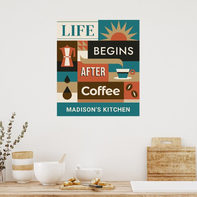 Anpassade namn - färgade offerter för kaffe poster (Kök)