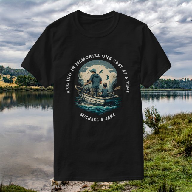 Anpassade namn Fiske Far Son Fars dag Gift T Shirt (Skapare uppladdad)