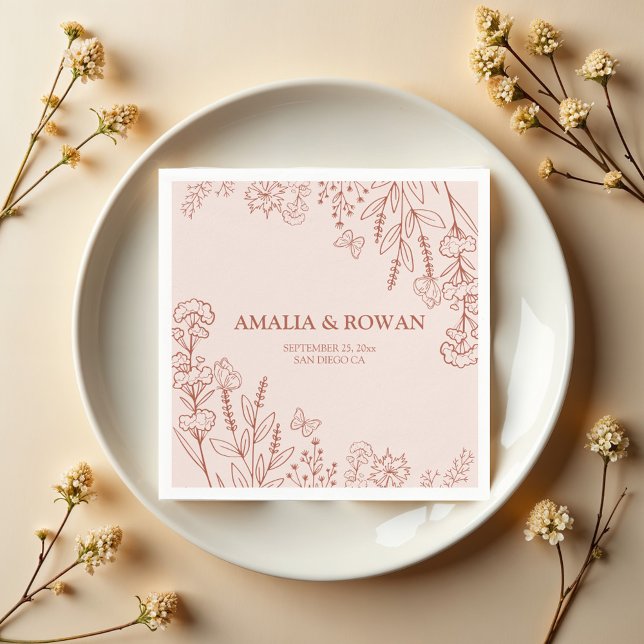 Anpassade namn för Bröllop i ängsblommor Pappersservett (Skapare uppladdad)