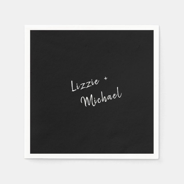 Anpassade namn för enkel contemporary, svart pappersservett (Framsidan)