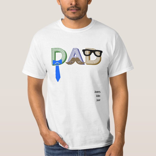 Anpassade namn för Fars dag Funny Pappa T Shirt (Framsida)