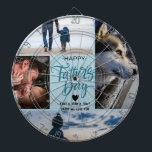 Anpassade namn för fotokollage för Lycklig Fars da Darttavla<br><div class="desc">Lycklig Photo Collage Dart Board, Anpassad namngivningsport för Pappa, firande av Far dag på ett roligt och personligt sätt med den här anpassningsbarna fotosamlingsplattan, personlig med dina favoritfoton och namn. Vare sig det gäller hans manliga grotta, kontor eller spelrum, kombinerar den här presenten av ett slag med lekfull underhållning och...</div>