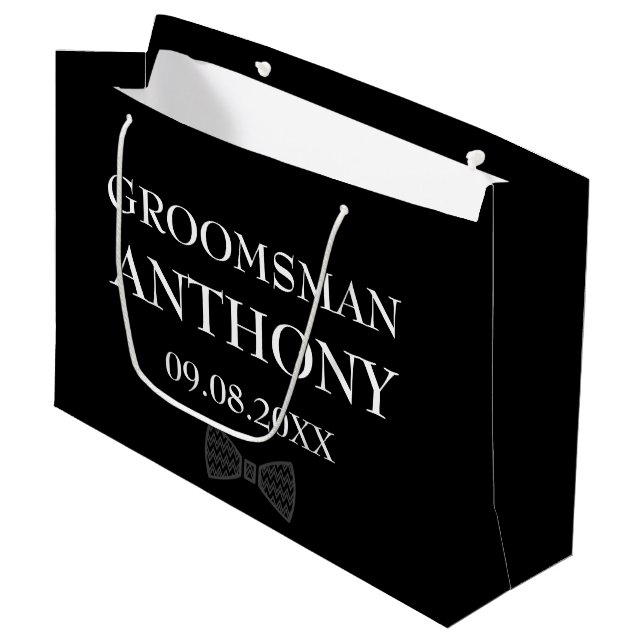 Anpassade namn för Groomsman Black-Eleganten Bröll (Framsidan Vinklad)