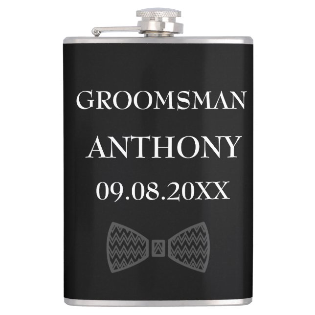 Anpassade namn för Groomsman Black-Eleganten Bröll Fickplunta (Framsidan)