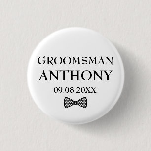 Anpassade namn för Groomsman Black-Eleganten Bröll Knapp
