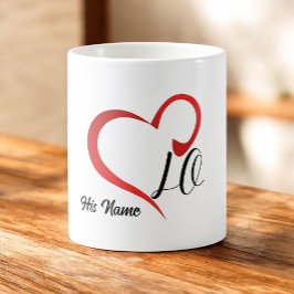 Anpassade namn för Kärlek Heart Monogram 2 Kaffemugg