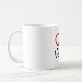 Anpassade namn för Kärlek Heart Monogram Kaffemugg