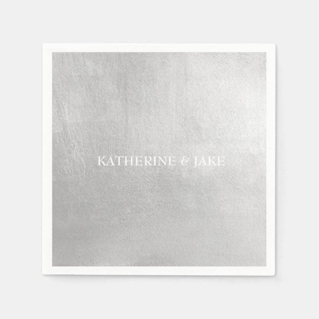 Anpassade namn för Metallic Silver Cocktail Pappersservett (Framsidan)