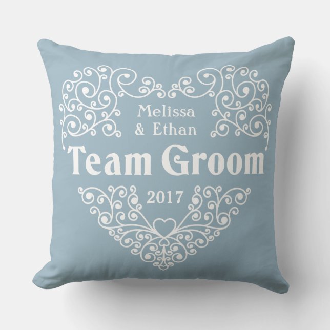 Anpassade namn för Team Groom och bröllop-kuddar f Kudde (Framsida)
