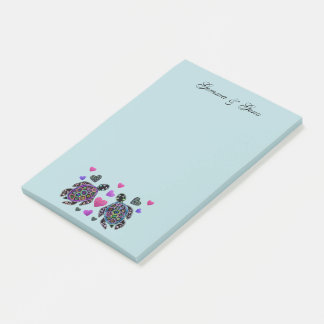 Anpassade namn för Turtle Kärlek Post-it Block