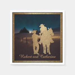 Anpassade namn för westerna Bröllop Cowboy Cowgirl Pappersservett