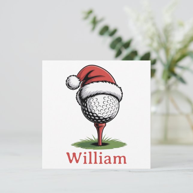 Anpassade namn golfbollar jul golf tomte golfare julkort (Stående Fram)