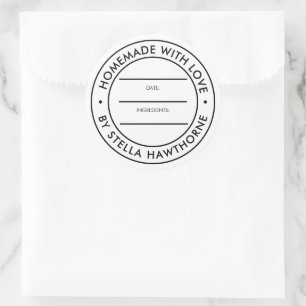 Anpassade Namn Ingredienser Datum Hemmagjort Med K Runt Klistermärke