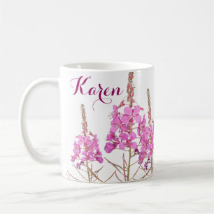 Anpassade namn Karen söt rosa blommor blommigt Kaffemugg