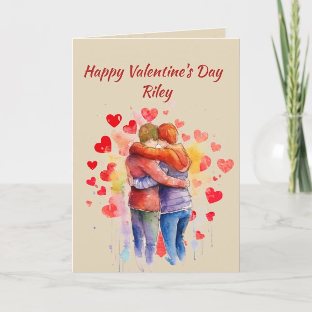 Anpassade namn Kärlek Cute Hearts för icke-Gender Helgkort (Framsida)