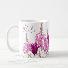 Anpassade namn Kate rosa tulip vild blommor Kaffemugg