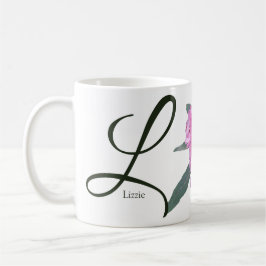 Anpassade namn Lizzie söt rosa L monogram Kaffemugg