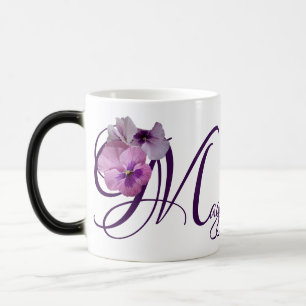 Anpassade namn Maggie lila pansy blommigt boho Magisk Mugg