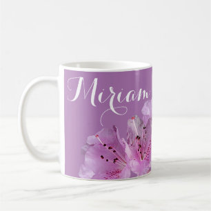 Anpassade namn Miriam blommigt lila rosa boho Kaffemugg