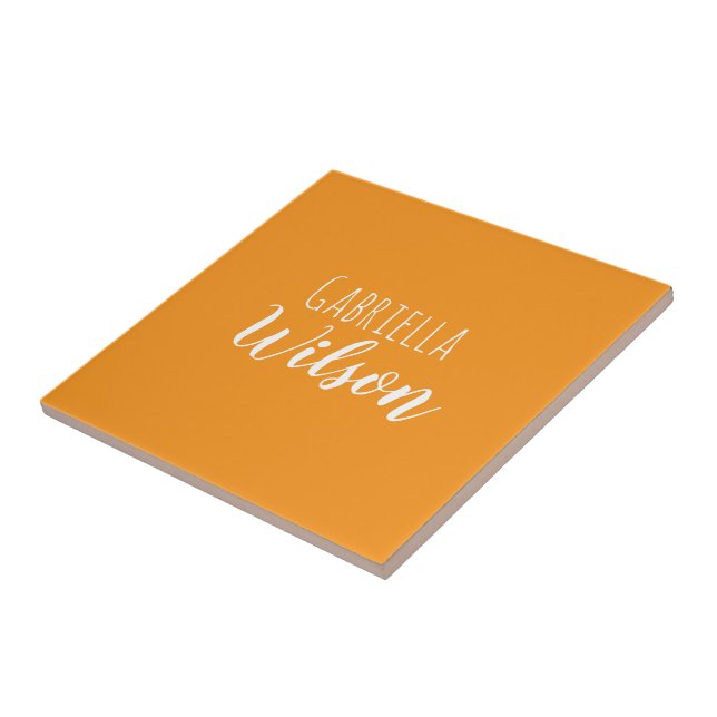 Anpassade namn modern orange minimalistisk kakelplatta (Sidan)