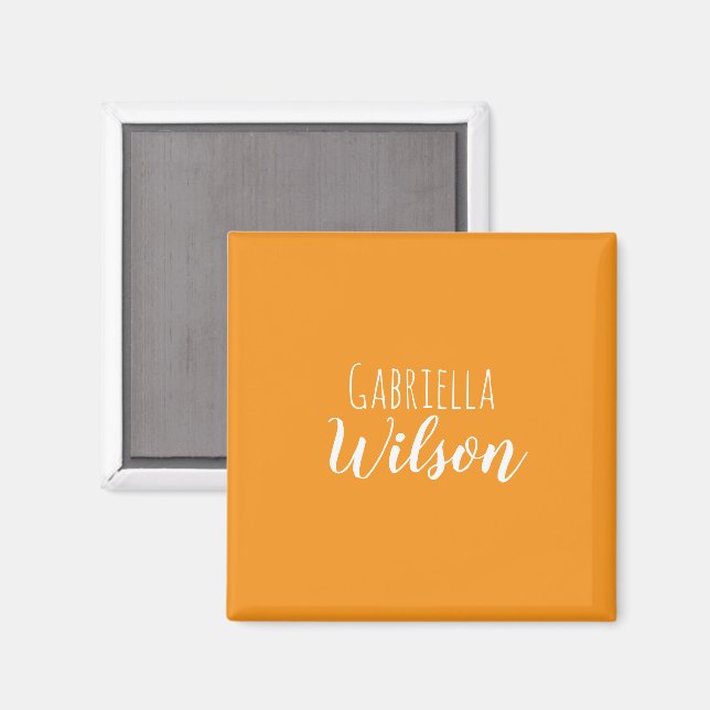Anpassade namn modern orange minimalistisk magnet (Front/Back)