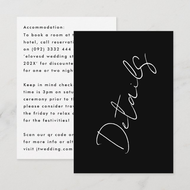 Anpassade namn Modern Svart-detaljkoppling OSA Kort (Fram/baksida)