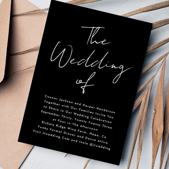 Anpassade namn Modern White & Black Bröllop Inbjudningar (Skapare uppladdad)