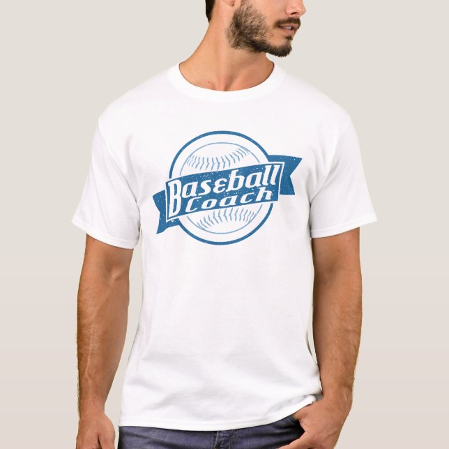 Anpassade Namn & Number Baseball Coach T-Shirt (Framsida)