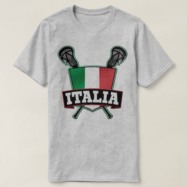 Anpassade Namn & Number Italien Lacrosse T-Shirt (Design framsida)